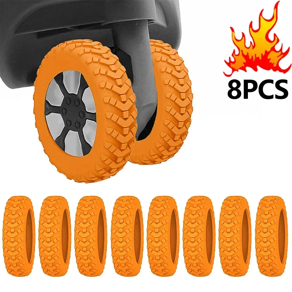 8PCS Luggage Wheels Protector Silicone Wheels Caster Shoes Travel Luggage Suitcase Reduce Noise Wheels Guard Cover Accessories