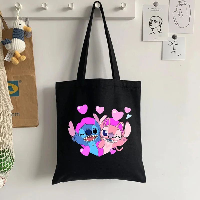 Cute Lilo Stitch Women's Tote Bag Canvas High Capacity Soft Shoulder Bag Women's Handbag Casual Comunting Shopping Bags Gift