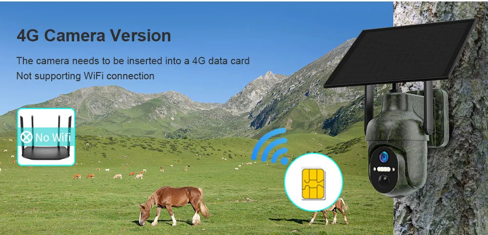 Ubox 4G SIM Outdoor Wildlife Camera 4MP Solar Hunting Trail Camera WiFi Security Camera Auto Tracking Night Vision PIR Detection