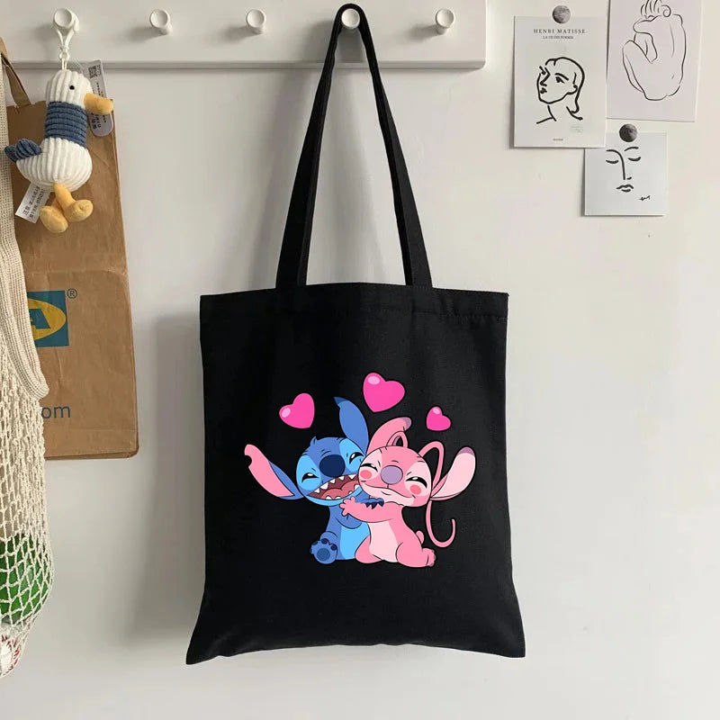 Cute Lilo Stitch Women's Tote Bag Canvas High Capacity Soft Shoulder Bag Women's Handbag Casual Comunting Shopping Bags Gift