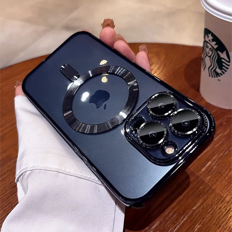 Original Magnetic For Magsafe Plating Clear Case For iPhone 16 15 14 13 12 11 Pro Max Shockproof Silicone Wireless Charge Cover