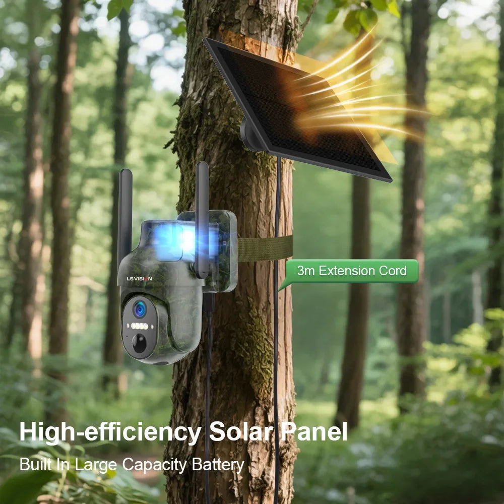 Ubox 4G SIM Outdoor Wildlife Camera 4MP Solar Hunting Trail Camera WiFi Security Camera Auto Tracking Night Vision PIR Detection