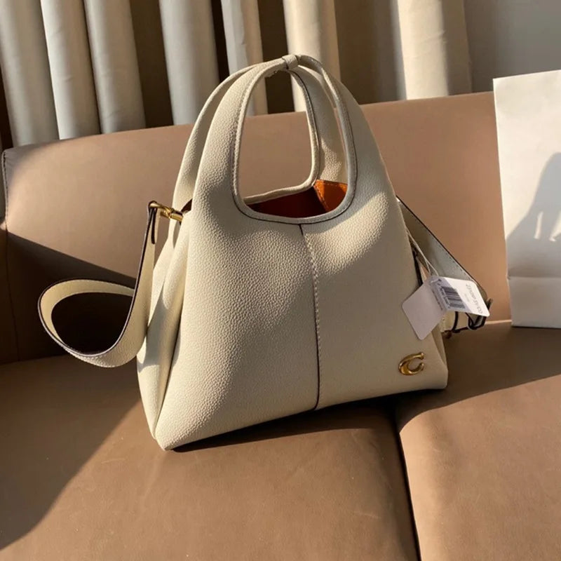 Women's bag lychee pattern Lana23 vegetable basket shoulder messenger bag retro portable bucket bag bucket type 2025 new