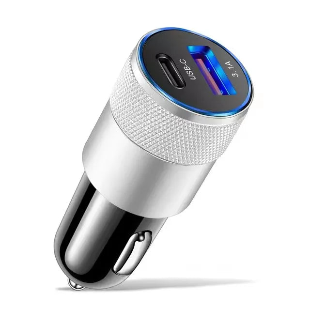 3 件套 3.1A USB Car Charger Type C Fast Charging Phone Adapter for Xiaomi Huawei Pd Phone Charger Adapter Socket Cigarette Lighter