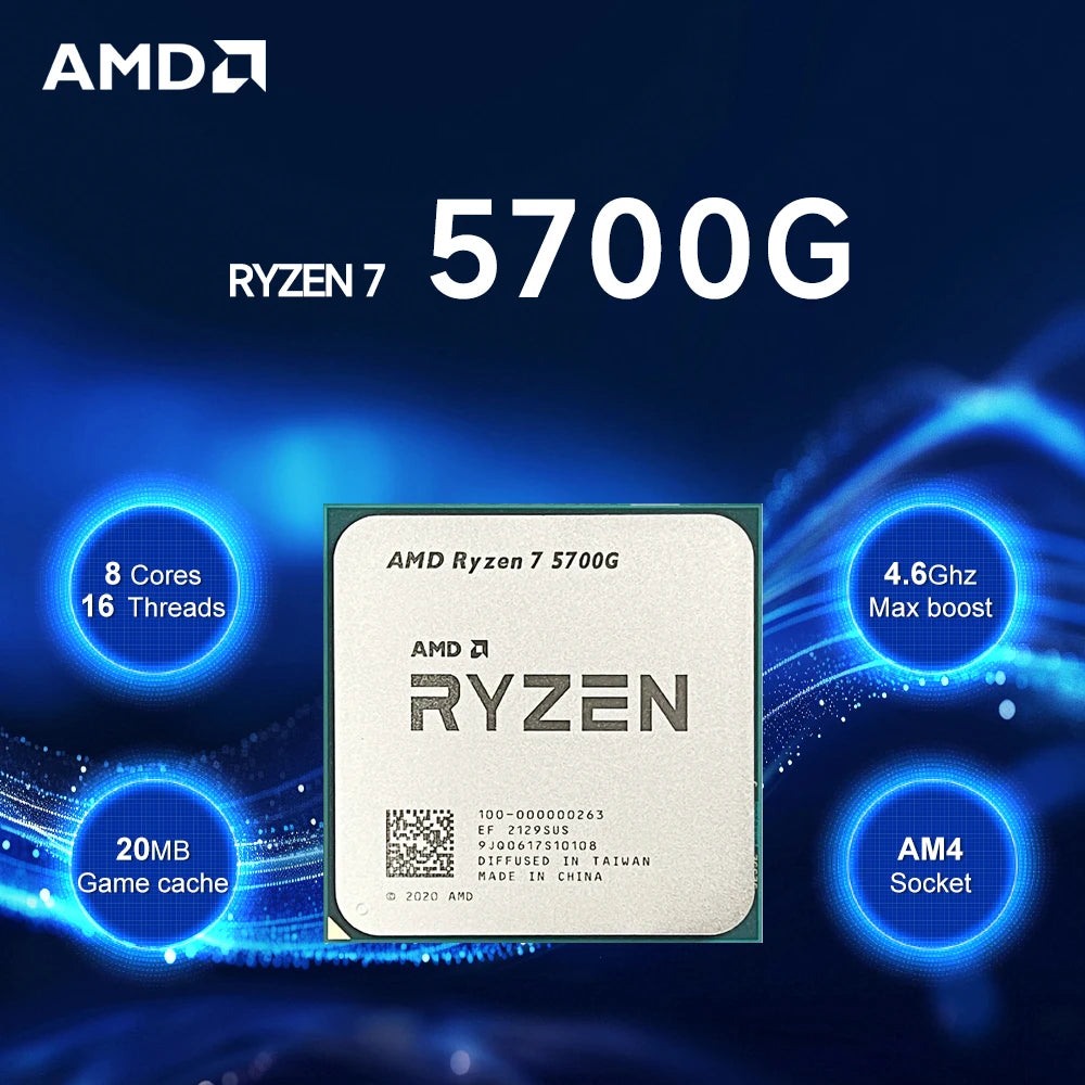 AMD Ryzen 7 5700G NEW CPU 4.6GHz 8-Core 16-Thread R7 5700G L3=16M 7NM Socket AM4 DDR4 Processor 65W but without cooler