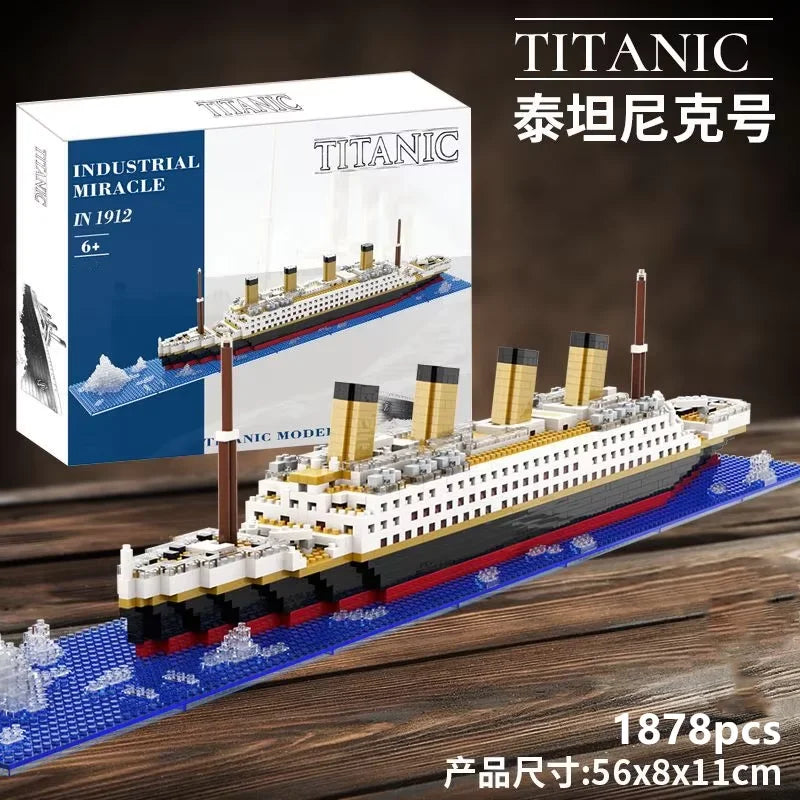 Small Particle Building Block Assembly Toy Titanic Giant Boy Girl Puzzle Cruise Ship Brick Model Kit Desltop Birthday Gift Child