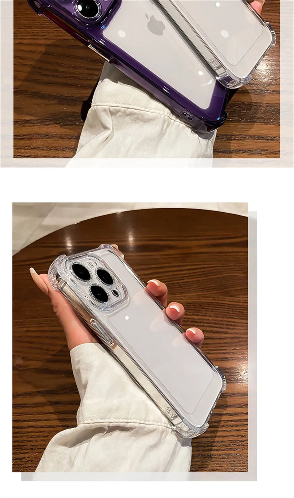 Luxury Shockproof Clear Phone Case For iPhone 15 14 13 12 11 Pro Max 14 15 Plus Silicone Bumper Transparent Hard Back Cover