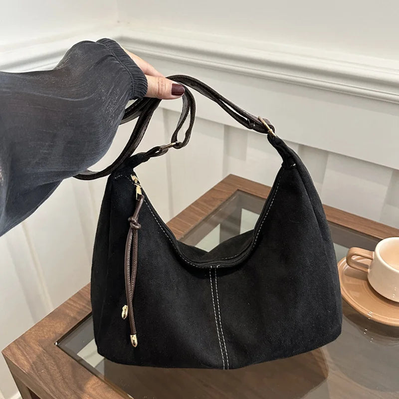 Handbag Purse for Women Suede Shoulder Bag Causal Crossbody Bags Female Luxury Designer Clutch Crescent Hobo Bag