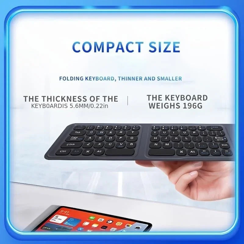 Bluetooth Foldable Keyboard Touchpad,Tri-Fold Wireless Keyboard,PU Leather Cover 3 Device Connections,for Tablet Phone Laptop