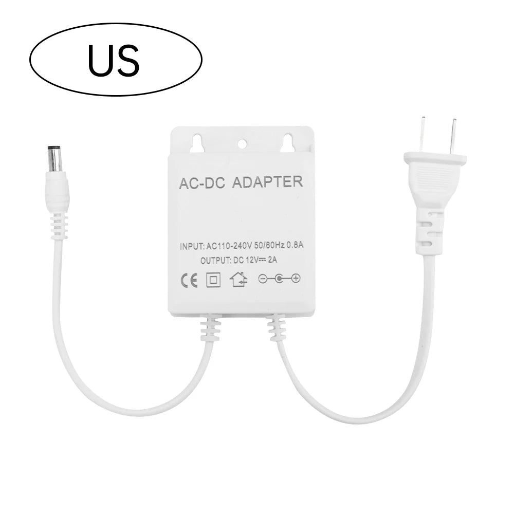 DC12V 2A EU Plug Adapter Security Outdoor Power LED Waterproof Dual Wire Electric Surveillance Camera Power Adapter AC100-240V