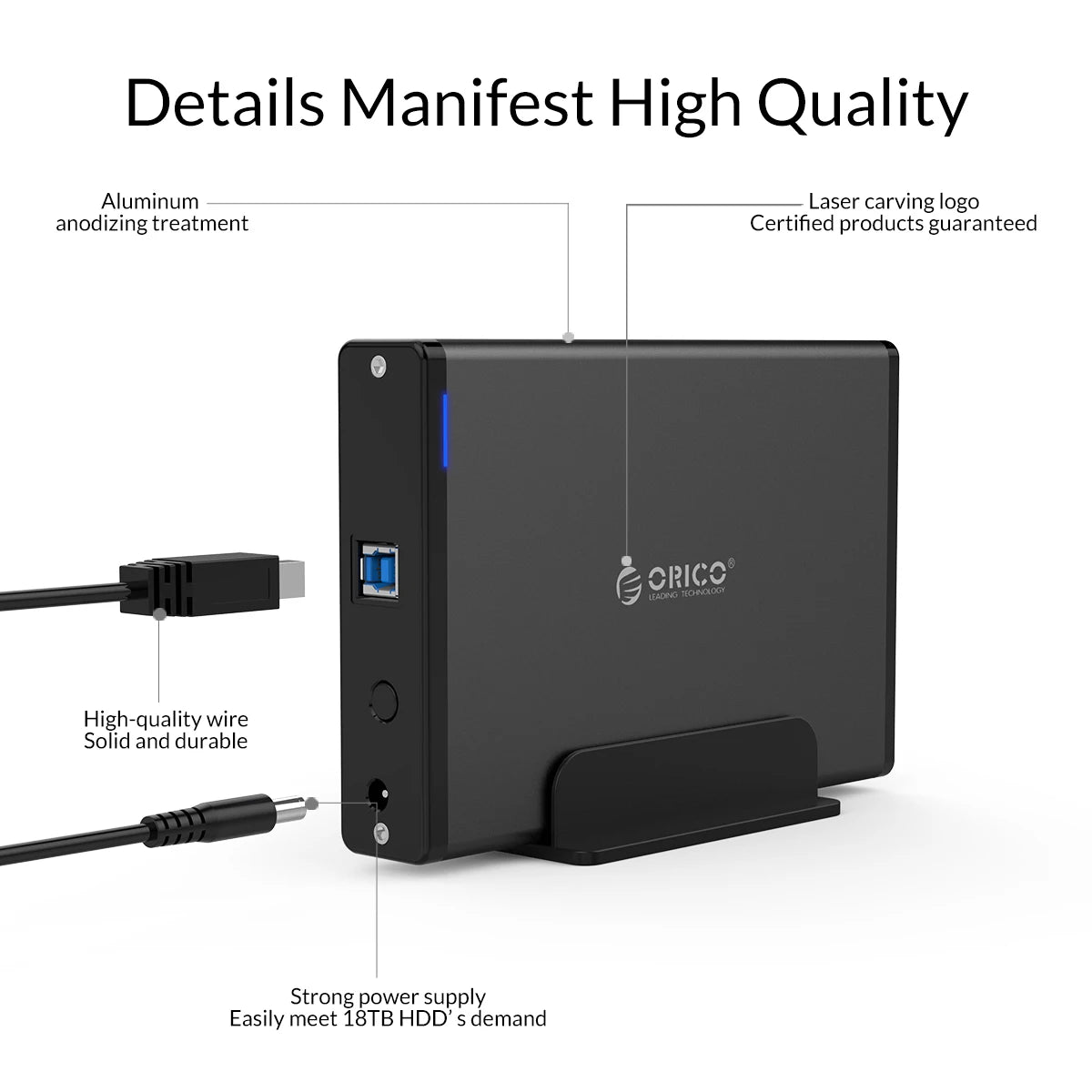ORICO 3.5'' HDD Case SATA to USB 3.0 Adapter External Hard Drive Enclosure for 2.5" 3.5" SSD Disk HDD Case for PC