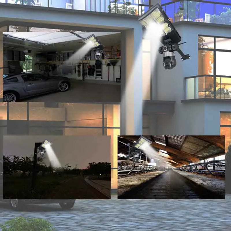 4G Solar Camera V380 Pro 3 Lens LED Street Lamp CCTV AI Human Detection Surveillance Waterproof Outdoor Monitor Built-in Battery