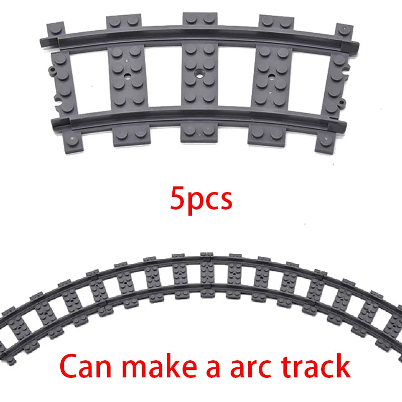 MOC City Train Rail Crossing Flexible Tracks Forked Straight Curved Rails Switch Building Block Bricks Creative DIY Toys