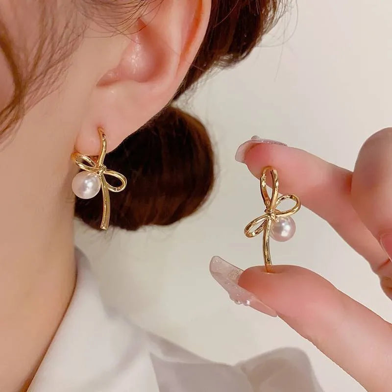 New 925 Sterling Silver Stud Earrings Golden Pretzel Clear CZ Geometric Punk For Women Girl Gift Jewelry Dropshipping Wholesale