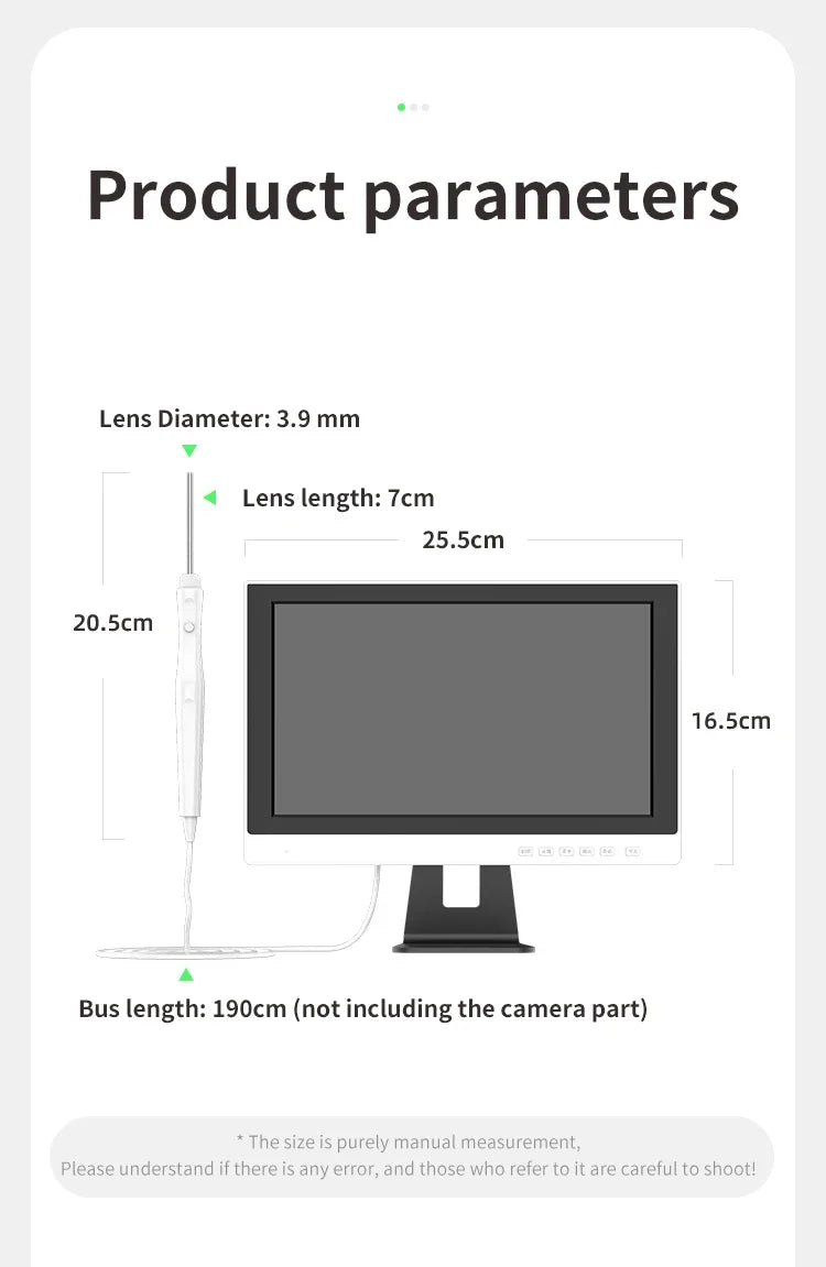 3.2mm Lens Digital Otoscope with 1080P HD 10.1 Inches Screen Ear Scope ENT Endoscope Ear Cleaner Tools 3500mAh Battery