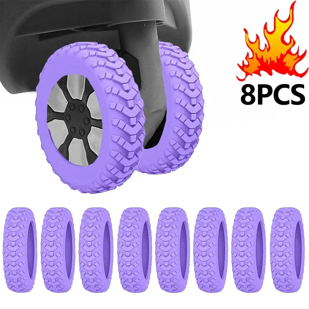 8PCS Luggage Wheels Protector Silicone Wheels Caster Shoes Travel Luggage Suitcase Reduce Noise Wheels Guard Cover Accessories
