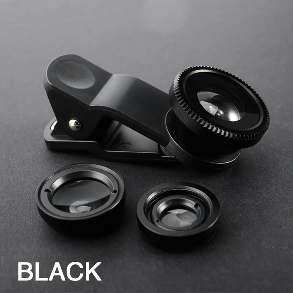 Universal 3 in 1 Phone Fisheye 0.67X Wide Angle Micro Camera Lens For iPhone Xiaomi Smartphone Fish Eye Zoom Len With Phone Clip