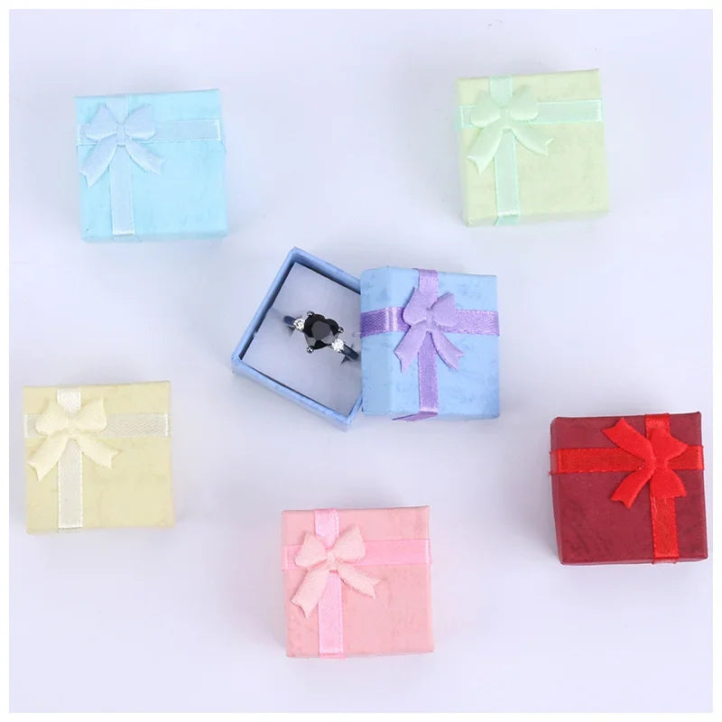 12pcs Paper Box Jewelry Packaging Box Multi-color Earrings Ring Box Jewelry Gift Holder 4*4*3CM Wholesale